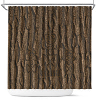Kioranga Moriori New Zealand Shower Curtain Kopi Rakau Carving Art LT14 Brown - Polynesian Pride