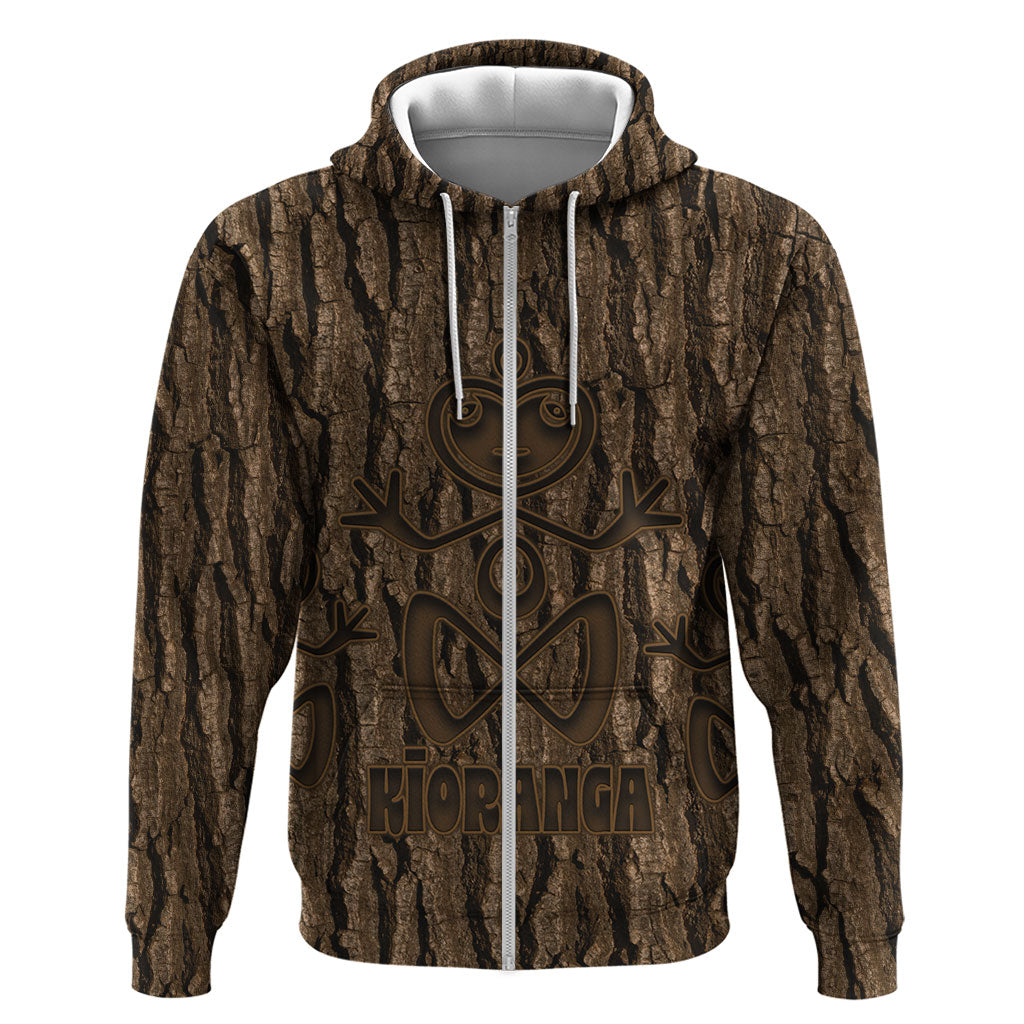 Kioranga Moriori New Zealand Zip Hoodie Kopi Rakau Carving Art LT14 Zip Hoodie Brown - Polynesian Pride