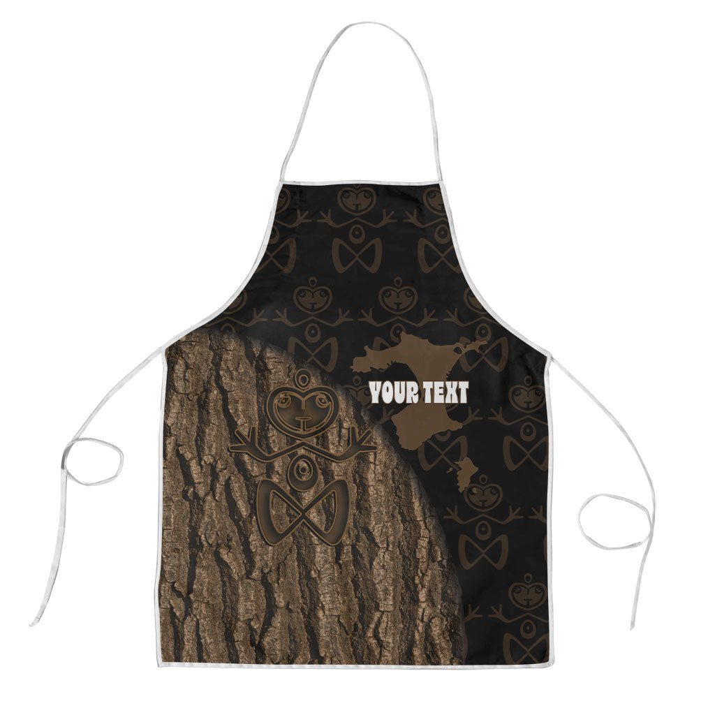 Moriori Kekoru New Zealand Personalised Apron Kopi Rakau Carving Chatham Islands Map LT14 Black - Polynesian Pride