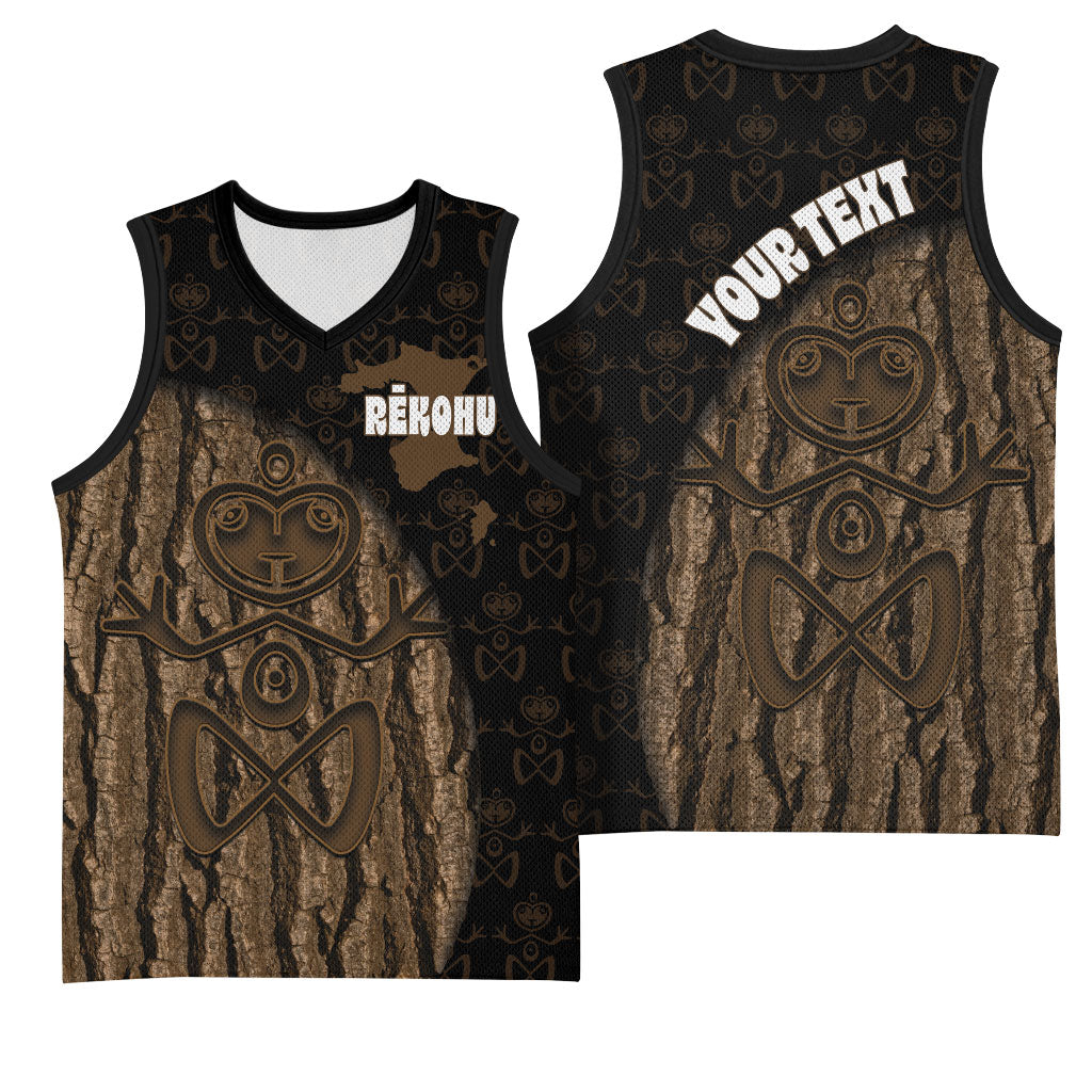 Moriori Kekoru New Zealand Personalised Basketball Jersey Kopi Rakau Carving Chatham Islands Map LT14 - Polynesian Pride