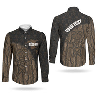 Moriori Kekoru New Zealand Personalised Couples Matching Off The Shoulder Long Sleeve Dress and Long Sleeve Button Shirt Kopi Rakau Carving Chatham Islands Map LT14 - Polynesian Pride
