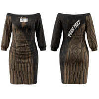 Moriori Kekoru New Zealand Personalised Couples Matching Off The Shoulder Long Sleeve Dress and Long Sleeve Button Shirt Kopi Rakau Carving Chatham Islands Map LT14 - Polynesian Pride