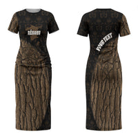 Moriori Kekoru New Zealand Personalised Family Matching Short Sleeve Bodycon Dress and Hawaiian Shirt Kopi Rakau Carving Chatham Islands Map LT14 Mom's Dress Black - Polynesian Pride