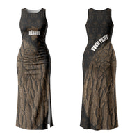 Moriori Kekoru New Zealand Personalised Family Matching Tank Maxi Dress and Hawaiian Shirt Kopi Rakau Carving Chatham Islands Map LT14 Mom's Dress Black - Polynesian Pride