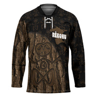 Moriori Kekoru New Zealand Personalised Hockey Jersey Kopi Rakau Carving Chatham Islands Map LT14 Unisex Black - Polynesian Pride