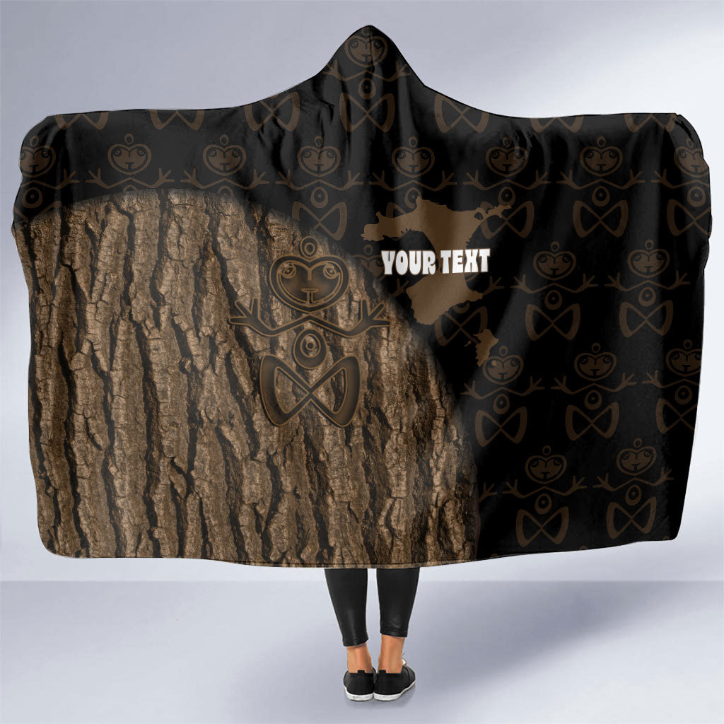 Moriori Kekoru New Zealand Personalised Hooded Blanket Kopi Rakau Carving Chatham Islands Map LT14 One Size Black - Polynesian Pride