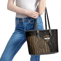 Moriori Kekoru New Zealand Personalised Leather Tote Bag Kopi Rakau Carving Chatham Islands Map LT14 - Polynesian Pride