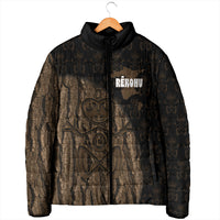 Moriori Kekoru New Zealand Personalised Padded Jacket Kopi Rakau Carving Chatham Islands Map LT14 - Polynesian Pride