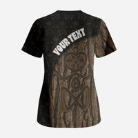 Moriori Kekoru New Zealand Personalised Scrub Top Kopi Rakau Carving Chatham Islands Map LT14 - Polynesian Pride