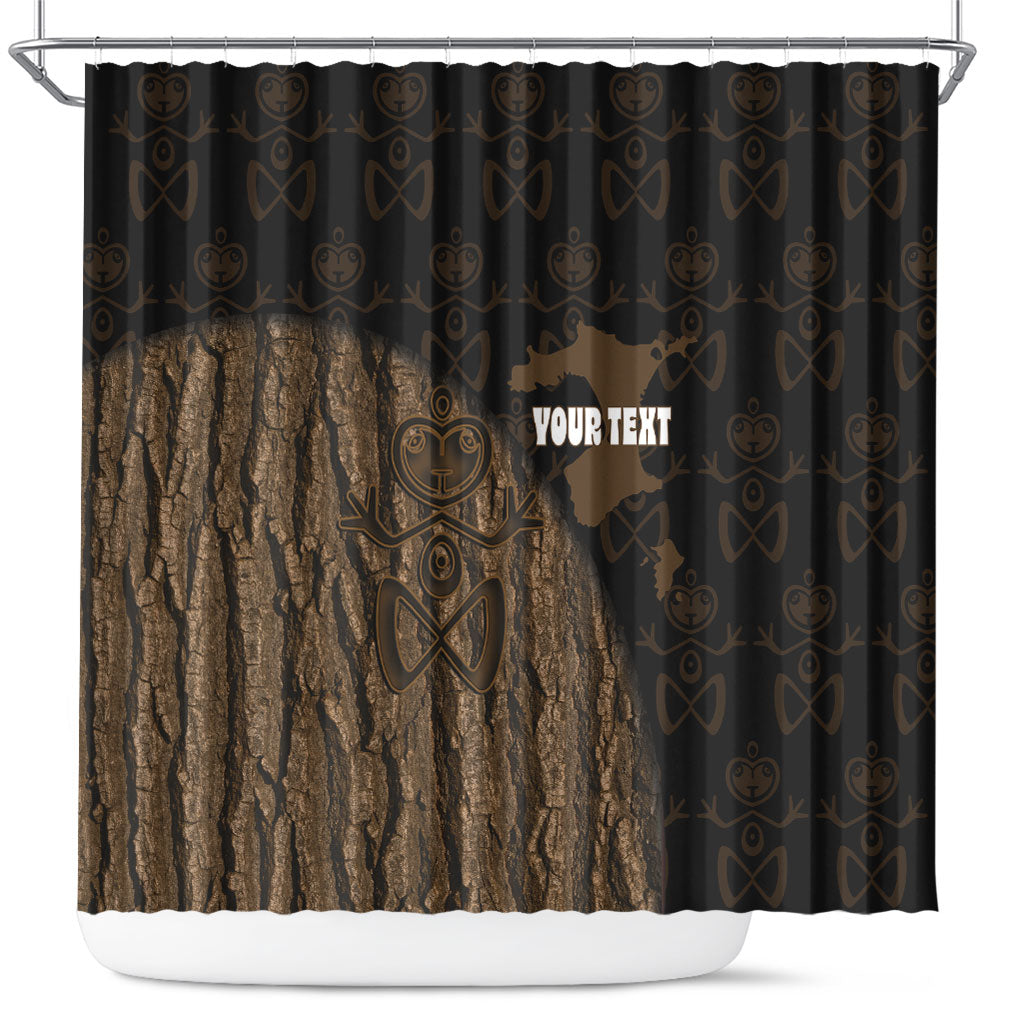 Moriori Kekoru New Zealand Personalised Shower Curtain Kopi Rakau Carving Chatham Islands Map LT14 Black - Polynesian Pride