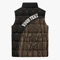 Moriori Kekoru New Zealand Personalised Sleeveless Puffer Jacket Kopi Rakau Carving Chatham Islands Map LT14 - Polynesian Pride