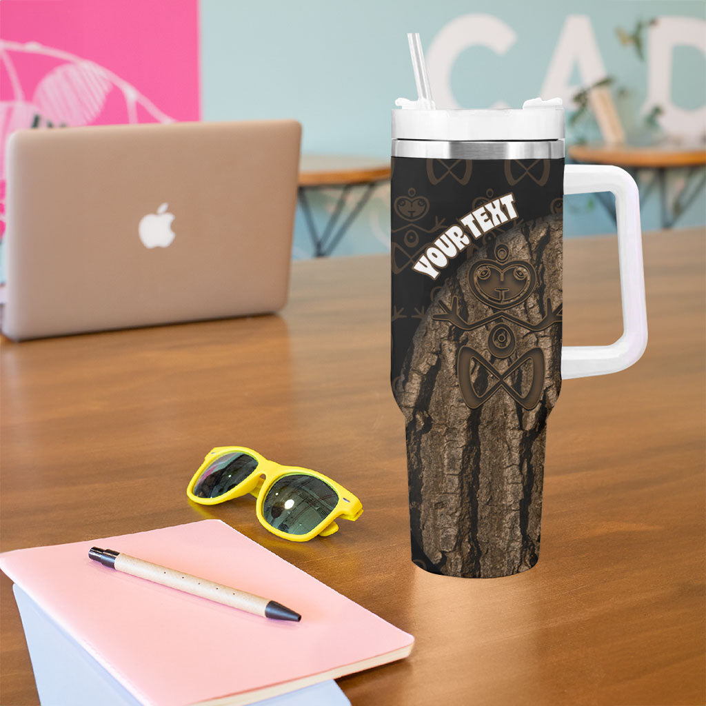 Moriori Kekoru New Zealand Personalised Tumbler With Handle Kopi Rakau Carving Chatham Islands Map LT14 - Polynesian Pride