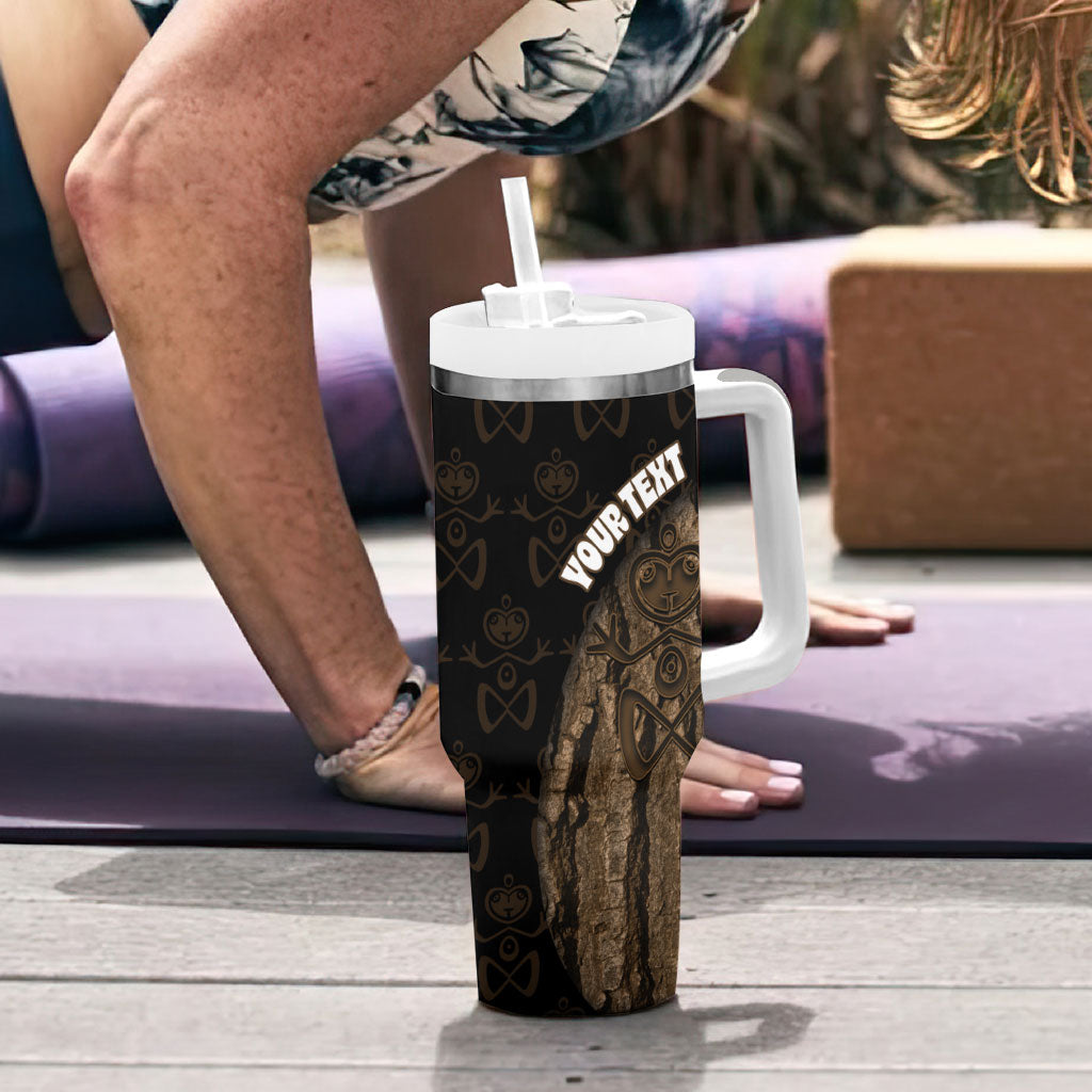 Moriori Kekoru New Zealand Personalised Tumbler With Handle Kopi Rakau Carving Chatham Islands Map LT14 - Polynesian Pride