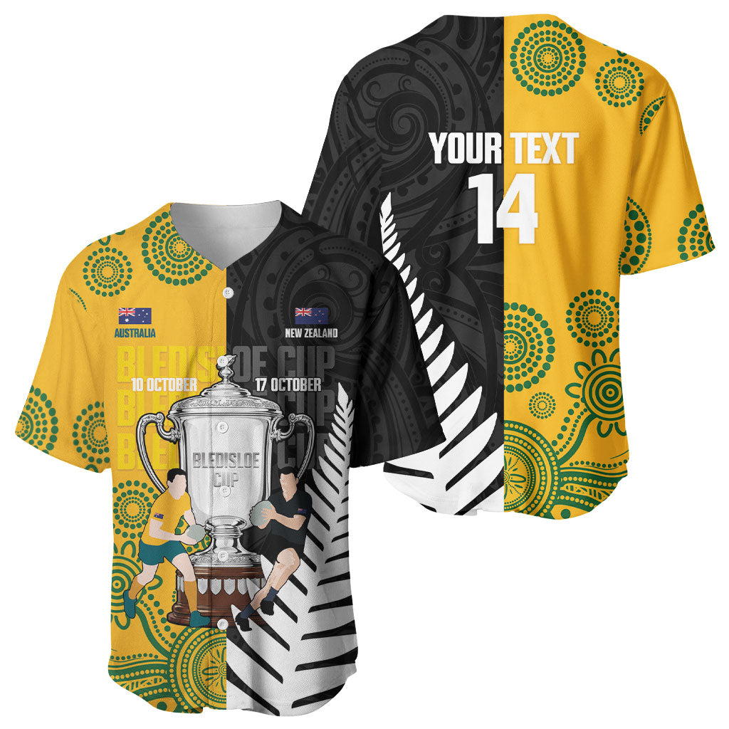 New Zealand Australia Rugby Bledisloe 2026 Custom Baseball Jersey Champion Trophy Maori Aboriginal Art LT14 - Polynesian Pride