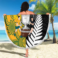 New Zealand Australia Rugby Bledisloe 2026 Beach Blanket Champion Trophy Maori Aboriginal Art LT14 - Polynesian Pride