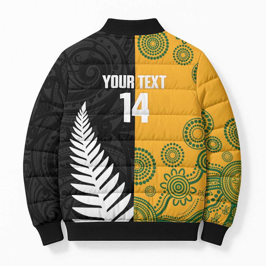 New Zealand Australia Rugby Bledisloe 2026 Custom Bomber Puffer Jacket Champion Trophy Maori Aboriginal Art LT14 - Polynesian Pride