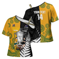 New Zealand Australia Rugby Bledisloe 2026 Custom Cross Shoulder Shirt Champion Trophy Maori Aboriginal Art LT14 - Polynesian Pride