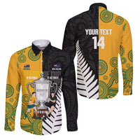 New Zealand Australia Rugby Bledisloe 2026 Custom Family Matching Tank Maxi Dress and Hawaiian Shirt Champion Trophy Maori Aboriginal Art LT14 Dad's Shirt - Long Sleeve Multicolor - Polynesian Pride