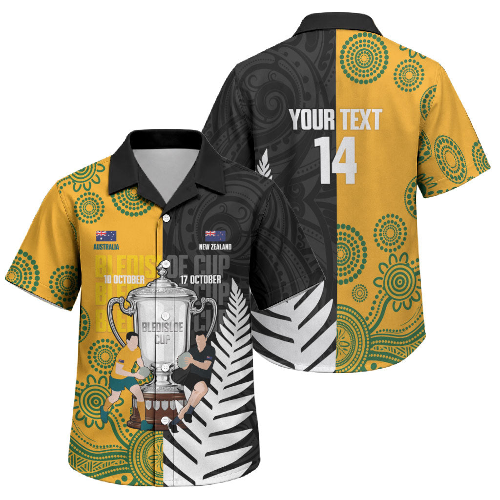 New Zealand Australia Rugby Bledisloe 2026 Custom Family Matching Tank Maxi Dress and Hawaiian Shirt Champion Trophy Maori Aboriginal Art LT14 Son's Shirt Multicolor - Polynesian Pride