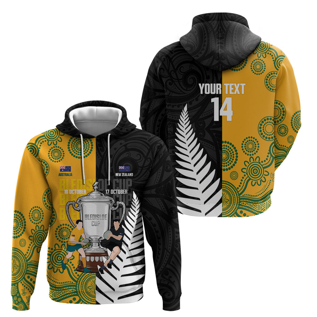 New Zealand Australia Rugby Bledisloe 2026 Custom Hoodie Champion Trophy Maori Aboriginal Art LT14 - Polynesian Pride