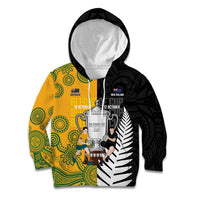 New Zealand Australia Rugby Bledisloe 2026 Custom Kid Hoodie Champion Trophy Maori Aboriginal Art LT14 Hoodie Multicolor - Polynesian Pride