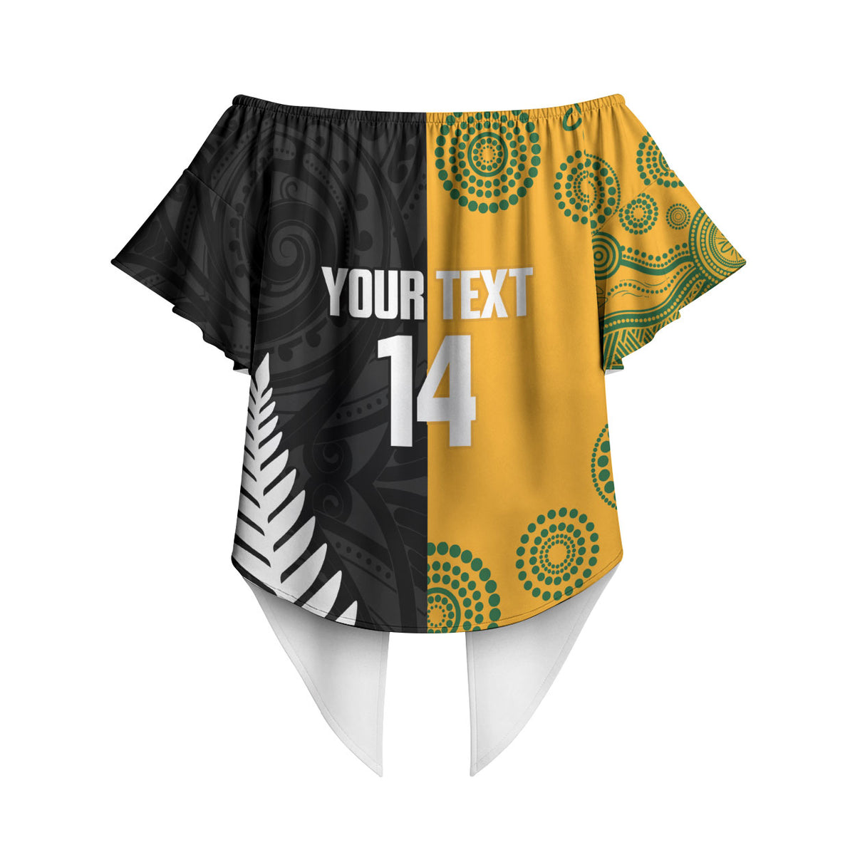 New Zealand Australia Rugby Bledisloe 2026 Custom Off Shoulder Wrap Waist Top Champion Trophy Maori Aboriginal Art LT14 - Polynesian Pride