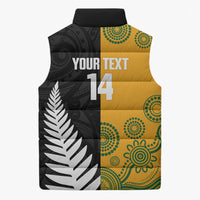 New Zealand Australia Rugby Bledisloe 2026 Custom Sleeveless Puffer Jacket Champion Trophy Maori Aboriginal Art LT14 - Polynesian Pride