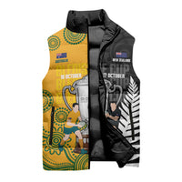 New Zealand Australia Rugby Bledisloe 2026 Custom Sleeveless Puffer Jacket Champion Trophy Maori Aboriginal Art LT14 - Polynesian Pride