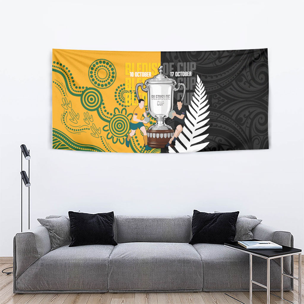 New Zealand Australia Rugby Bledisloe 2026 Tapestry Champion Trophy Maori Aboriginal Art LT14 - Polynesian Pride