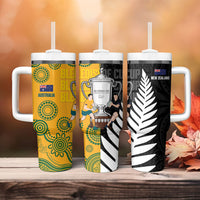 New Zealand Australia Rugby Bledisloe 2026 Tumbler With Handle Champion Trophy Maori Aboriginal Art LT14 - Polynesian Pride