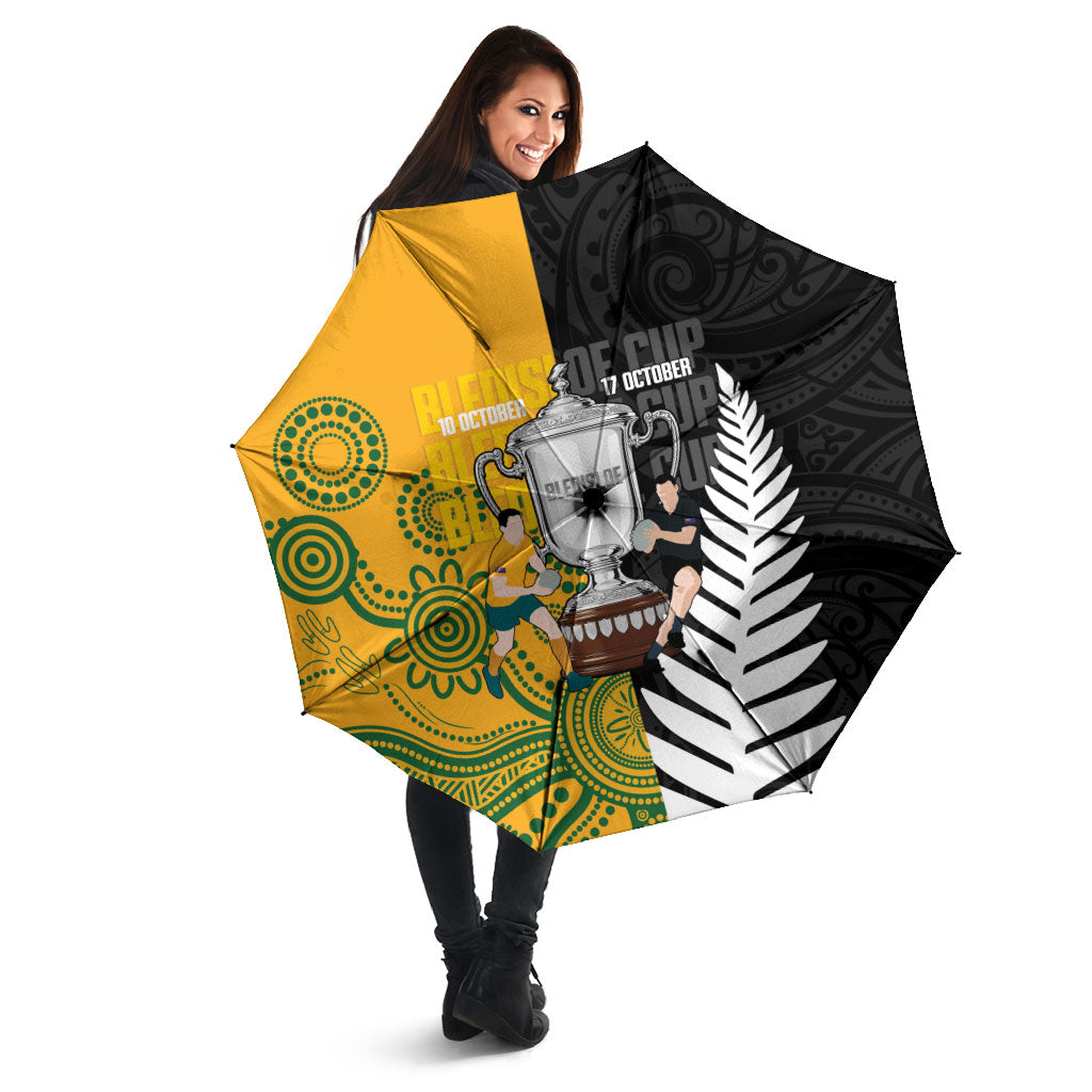 New Zealand Australia Rugby Bledisloe 2026 Umbrella Champion Trophy Maori Aboriginal Art LT14 - Polynesian Pride
