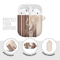 Swimming With Humpback Whales Season Tonga AirPods Case Tongan Tofuaa Ngatu Pattern Brown LT14 - Polynesian Pride