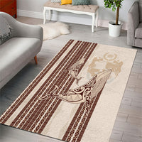 Swimming With Humpback Whales Season Tonga Area Rug Tongan Tofuaa Ngatu Pattern Brown LT14 - Polynesian Pride