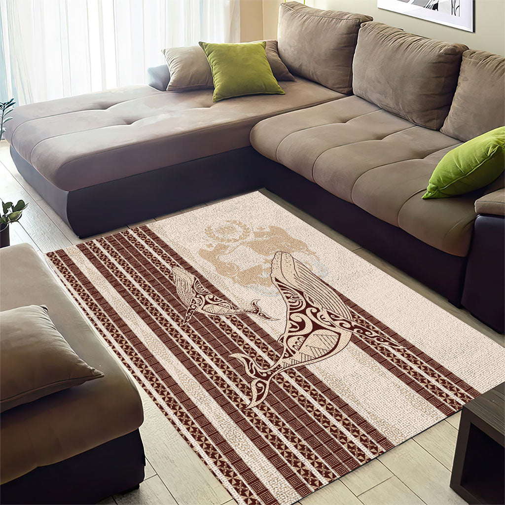 Swimming With Humpback Whales Season Tonga Area Rug Tongan Tofuaa Ngatu Pattern Brown LT14 - Polynesian Pride