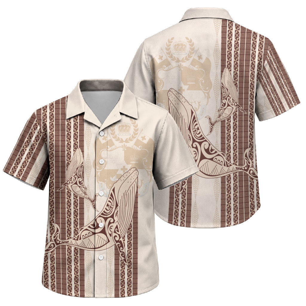 Swimming With Humpback Whales Season Tonga Family Matching Mermaid Dress and Hawaiian Shirt Tongan Tofuaa Ngatu Pattern Brown LT14 Son's Shirt Brown - Polynesian Pride