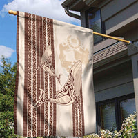 Swimming With Humpback Whales Season Tonga Garden Flag Tongan Tofuaa Ngatu Pattern Brown LT14 - Polynesian Pride