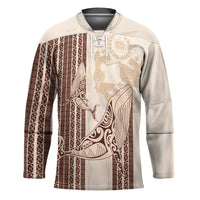 Swimming With Humpback Whales Season Tonga Hockey Jersey Tongan Tofuaa Ngatu Pattern Brown