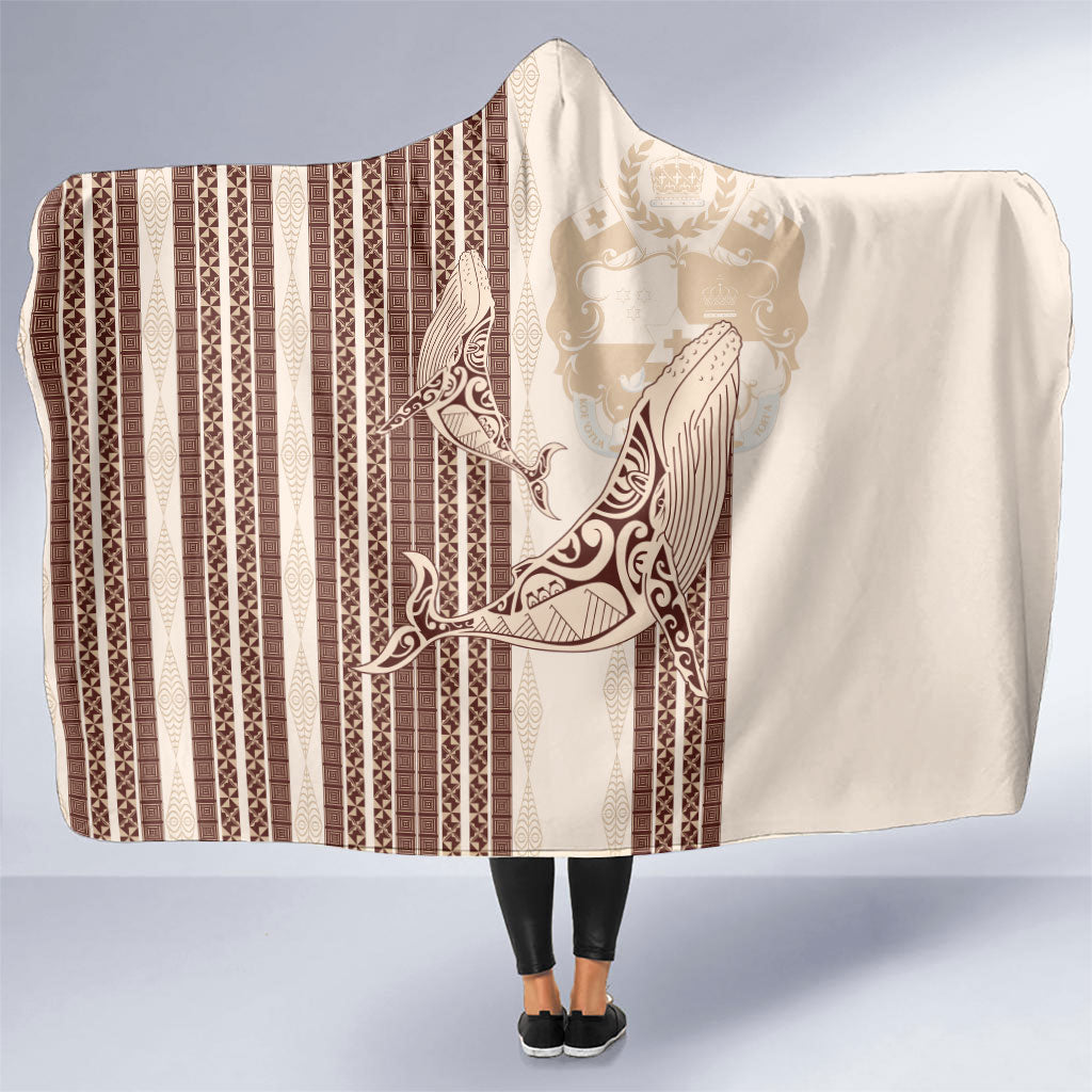 Swimming With Humpback Whales Season Tonga Hooded Blanket Tongan Tofuaa Ngatu Pattern Brown LT14 One Size Brown - Polynesian Pride