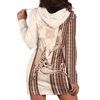 Swimming With Humpback Whales Season Tonga Hoodie Dress Tongan Tofuaa Ngatu Pattern Brown LT14 - Polynesian Pride