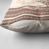 Swimming With Humpback Whales Season Tonga Pillow Cover Tongan Tofuaa Ngatu Pattern Brown LT14 - Polynesian Pride