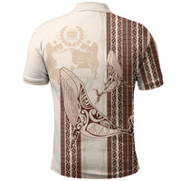 Swimming With Humpback Whales Season Tonga Polo Shirt Tongan Tofuaa Ngatu Pattern Brown LT14 - Polynesian Pride