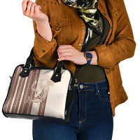 Swimming With Humpback Whales Season Tonga Shoulder Handbag Tongan Tofuaa Ngatu Pattern Brown LT14 - Polynesian Pride