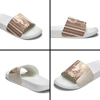 Swimming With Humpback Whales Season Tonga Slide Sandals Tongan Tofuaa Ngatu Pattern Brown LT14 - Polynesian Pride