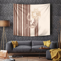 Swimming With Humpback Whales Season Tonga Tapestry Tongan Tofuaa Ngatu Pattern Brown LT14 Brown - Polynesian Pride