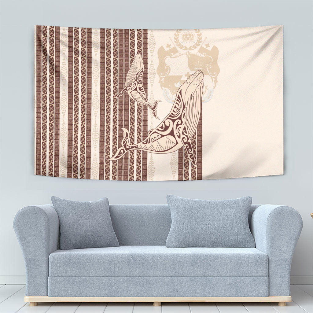 Swimming With Humpback Whales Season Tonga Tapestry Tongan Tofuaa Ngatu Pattern Brown LT14 - Polynesian Pride