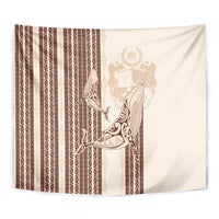 Swimming With Humpback Whales Season Tonga Tapestry Tongan Tofuaa Ngatu Pattern Brown LT14 - Polynesian Pride