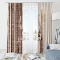 Swimming With Humpback Whales Season Tonga Window Curtain Tongan Tofuaa Ngatu Pattern Brown LT14 - Polynesian Pride
