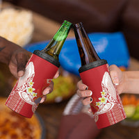 Swimming With Humpback Whales Season Tonga 4 in 1 Can Cooler Tumbler Tongan Tofuaa Ngatu Pattern Red LT14 - Polynesian Pride
