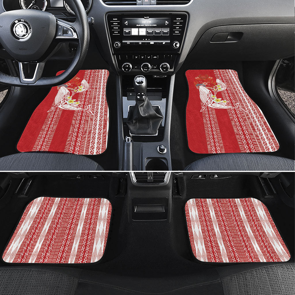 Swimming With Humpback Whales Season Tonga Car Mats Tongan Tofuaa Ngatu Pattern Red