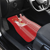 Swimming With Humpback Whales Season Tonga Car Mats Tongan Tofuaa Ngatu Pattern Red LT14 - Polynesian Pride